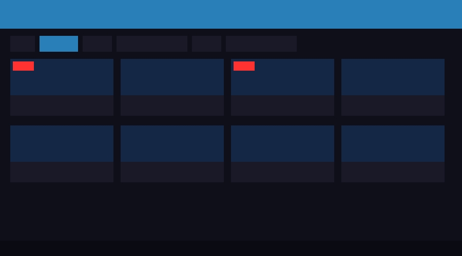 IPTV Smarters Pro interface showing channel grid with sports categories and live TV indicators